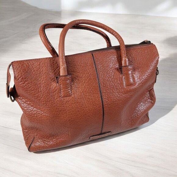 Hidesign Leather Bag Double Handles With Strap Brown  16W x 12T x 4D - Picture 1 of 16
